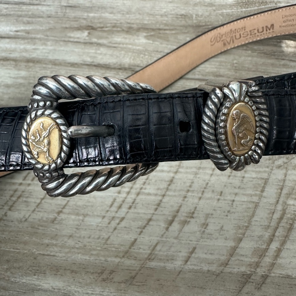 Brighton Tan Leather Belt with Dark Edge Trim
